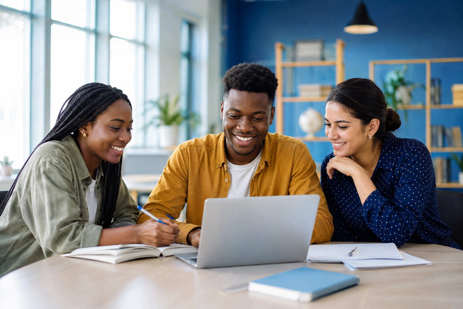 Adult learners studying together